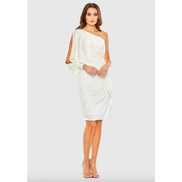 Mac Duggal Dresses & Skirts - MAC DUGGAL Dress Size 16 Evening Gown NEW White Satin One Shoulder Mini